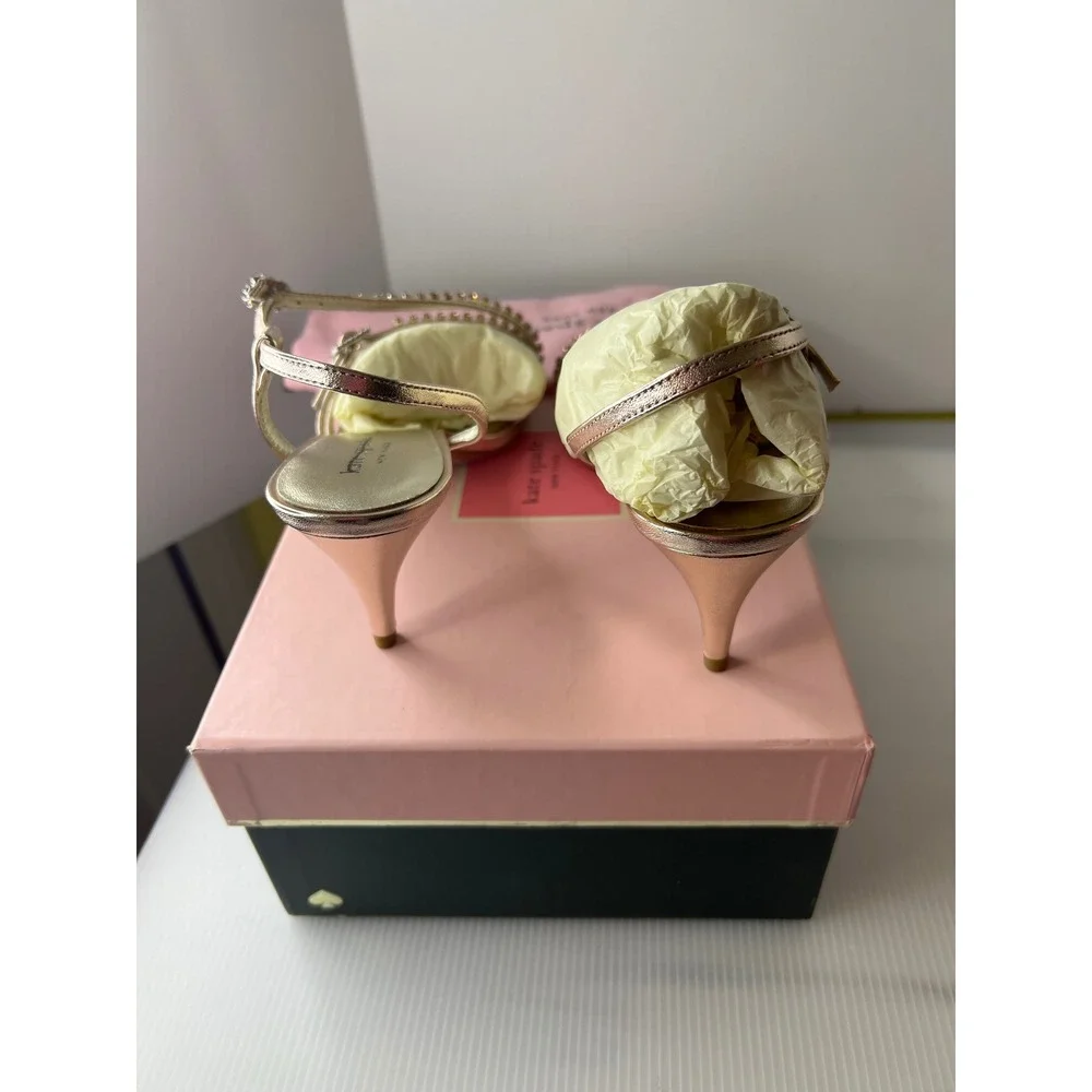 Kate Spade‎ Makenna Rose Gold Embellished Slingback Heels Sandals Size 9.5